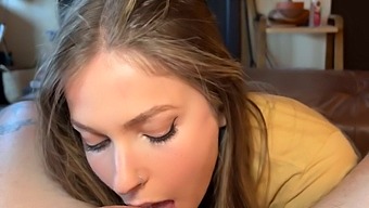 Petite Brunette Gives Amazing Blowjob And Facial In Pov